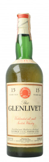 Glenlivet Speyside Scotch Whisky 15 year old - Bot.60's or early 70's 75cl 45.7% OB - Baretto import