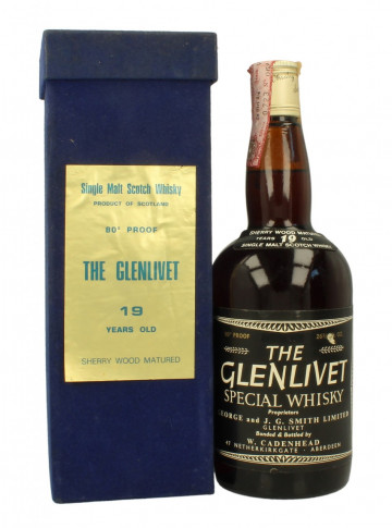 Glenlivet Speyside  Scotch Whisky 19 year old Bot.70's 26-2/3 Fl.Ozs 80&deg;proof Cadenhead's - Dumpy Sherry Wood