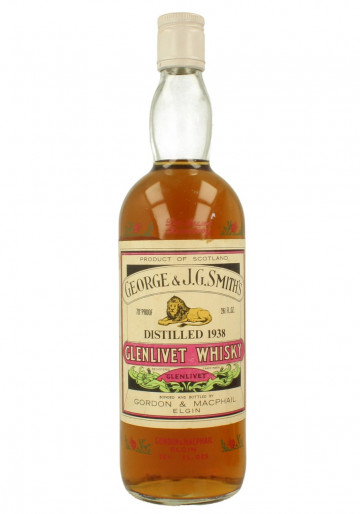 Glenlivet Speyside  Scotch Whisky 1938 Bot.60/70's 26 2/3 Fl. Ozs 70&deg;proof Gordon MacPhail  - Smith's -Thistle bottle