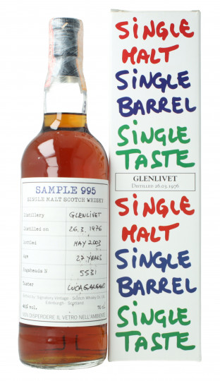 Glenlivet Speyside  Scotch Whisky 27 Year Old 1976 2003 70cl 46% Signatory for Luca Gargano Sample 995