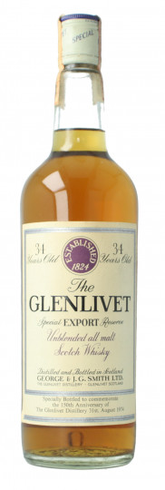 Glenlivet Speyside  Scotch Whisky 34 Years Old 1940 1974 75cl 40% OB- 150Th Anniversary