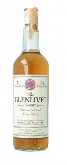 Glenlivet Speyside  Scotch Whisky 34 Years Old 1940 1974 75cl 40% OB- 150Th Anniversary