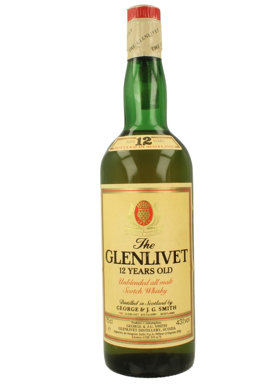 GLENLIVET unblended 12yo 75 43% OB - Seagram Imp. - Products
