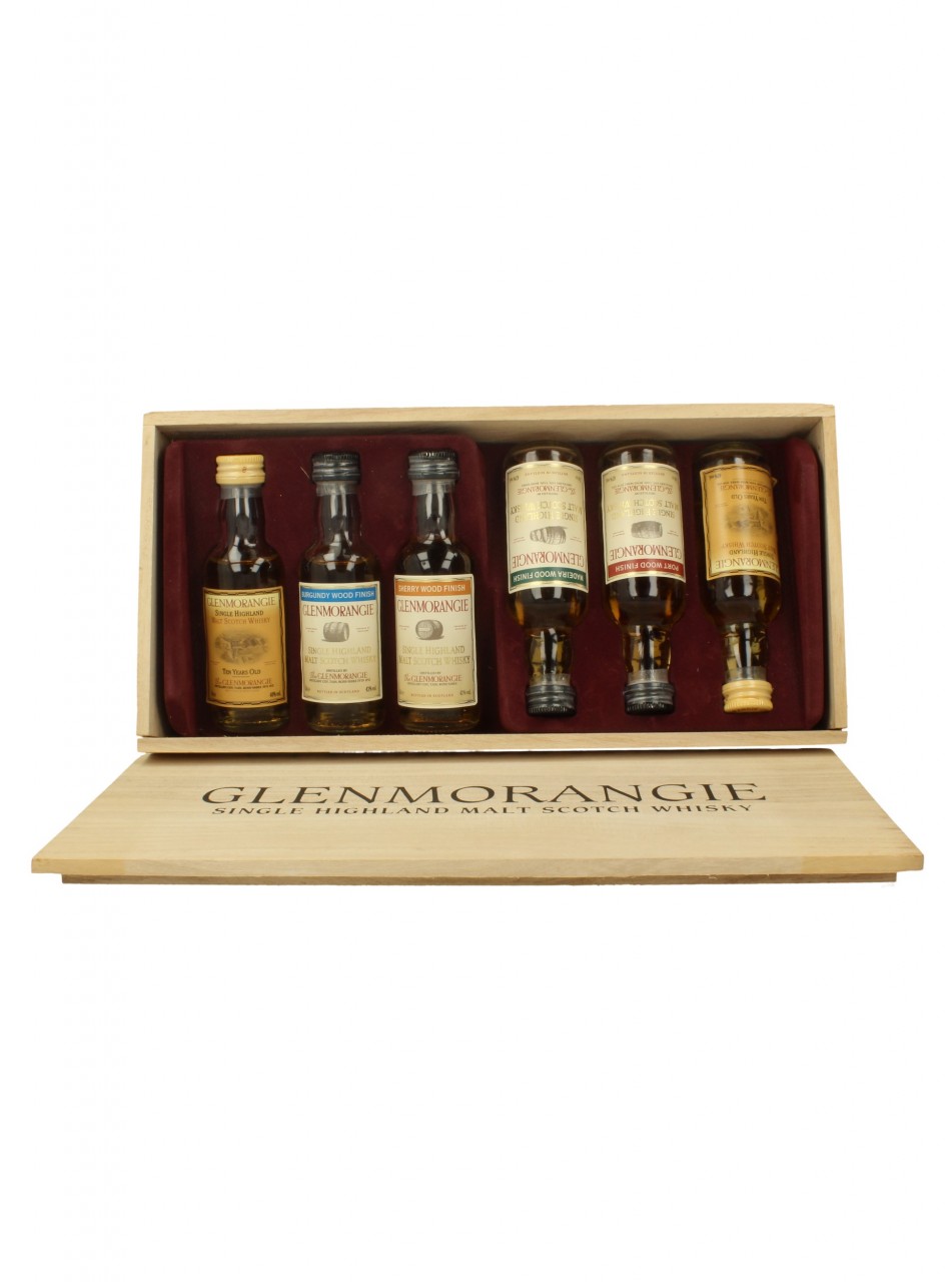 GLENMORANGIE 5CL WOOD BOX WITH 6 RARE MINIATURES - Products