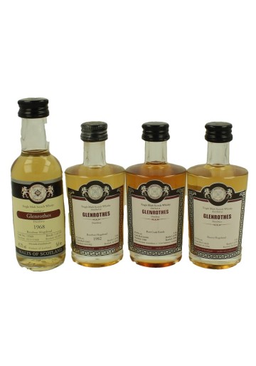 GLENROTHES  miniature 1968-1980-1982-1996 4 x 5cl  Malts of Scotland Cask 13509-12065-16040-14028