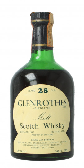 GlenRothes Speyside  Scotch Whisky 28 year old 1947 1975 75cl 75 proof OB-  Dumpy