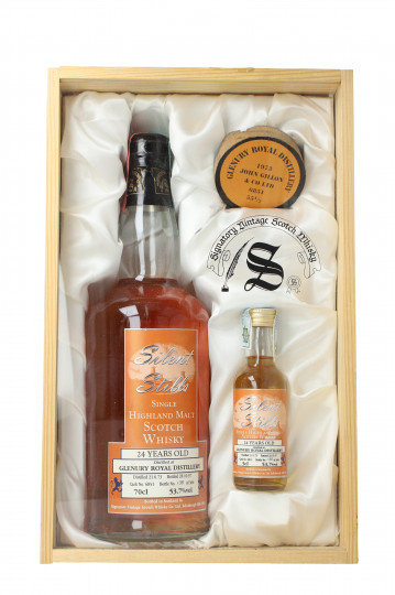 Glenury Royal Highland Scotch Whisky 24 Year Old 1973 1997 70cl 53.7% Signatory -cask 6851 Silent Still with Miniature 5cl
