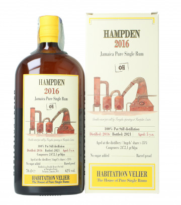 HAMPDEN <>H Habitation 5yo 2016 2021 70cl 62% - Velier - Aged at the distillery - 100% pot distillation