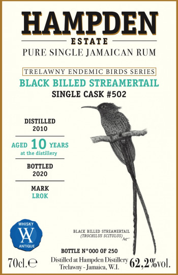 HAMPDEN Rum LROK 10 YEARS OLD 2010 2020 70cl 62.2% Velier - For Whisky Antique Single Cask -