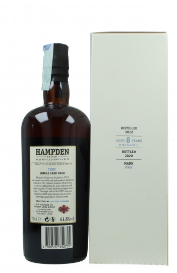 HAMPDEN Rum LROK Jamaica Rum 8 YEARS OLD 2012 2020 70cl 61.8% Velier - For La Casa Cubana Single Cask -