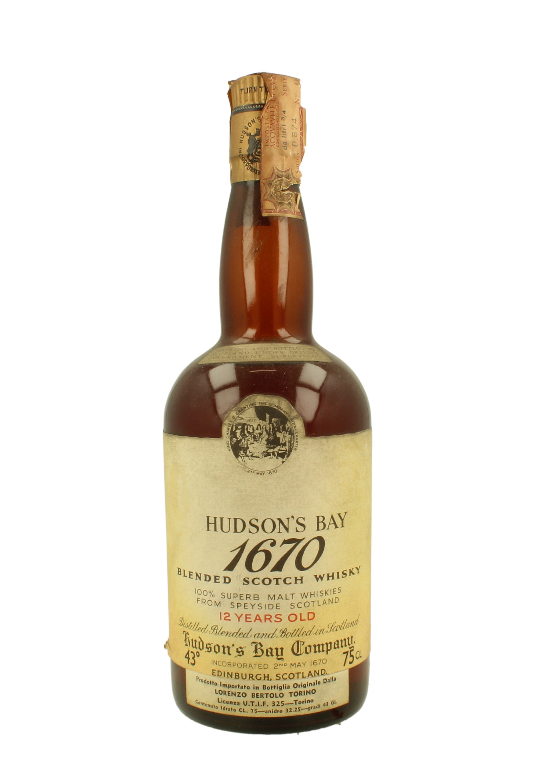 HUDSON'S BAY 12yo Bot.60/70's 75cl 43 Blended Malt Products Whisky