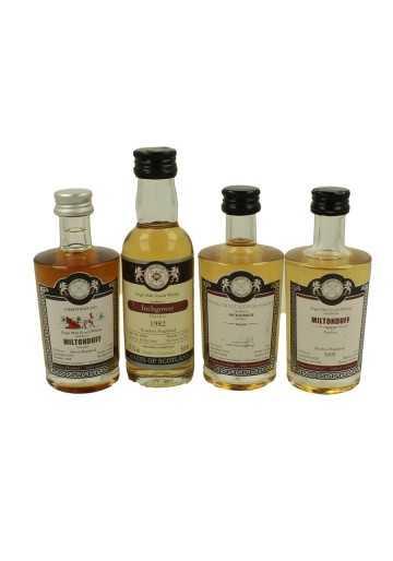 INCHGOWER-MILTON DUFF miniature 1982-1995-1998-2005 4x 5cl  Malts of Scotland Cask 15073-6869-17040-12033