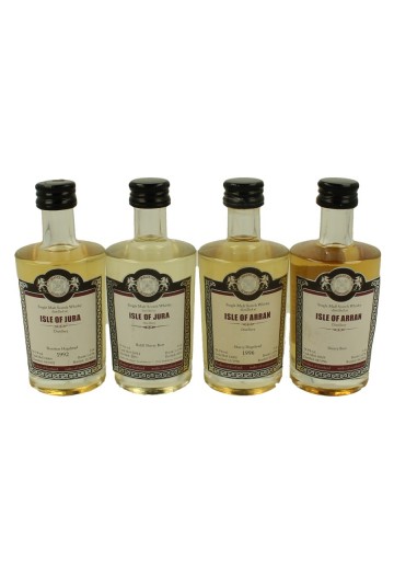 ISLE OF JURE -ISLE OF ARRAN   miniature 1992-1996-1996-2006 4x 5cl  Malts of Scotland Cask 12064-16012-13002-14029