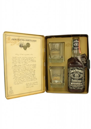JACK DANIEL'S OLD No. 7 70cl 45% Tin Box with 2 glasses