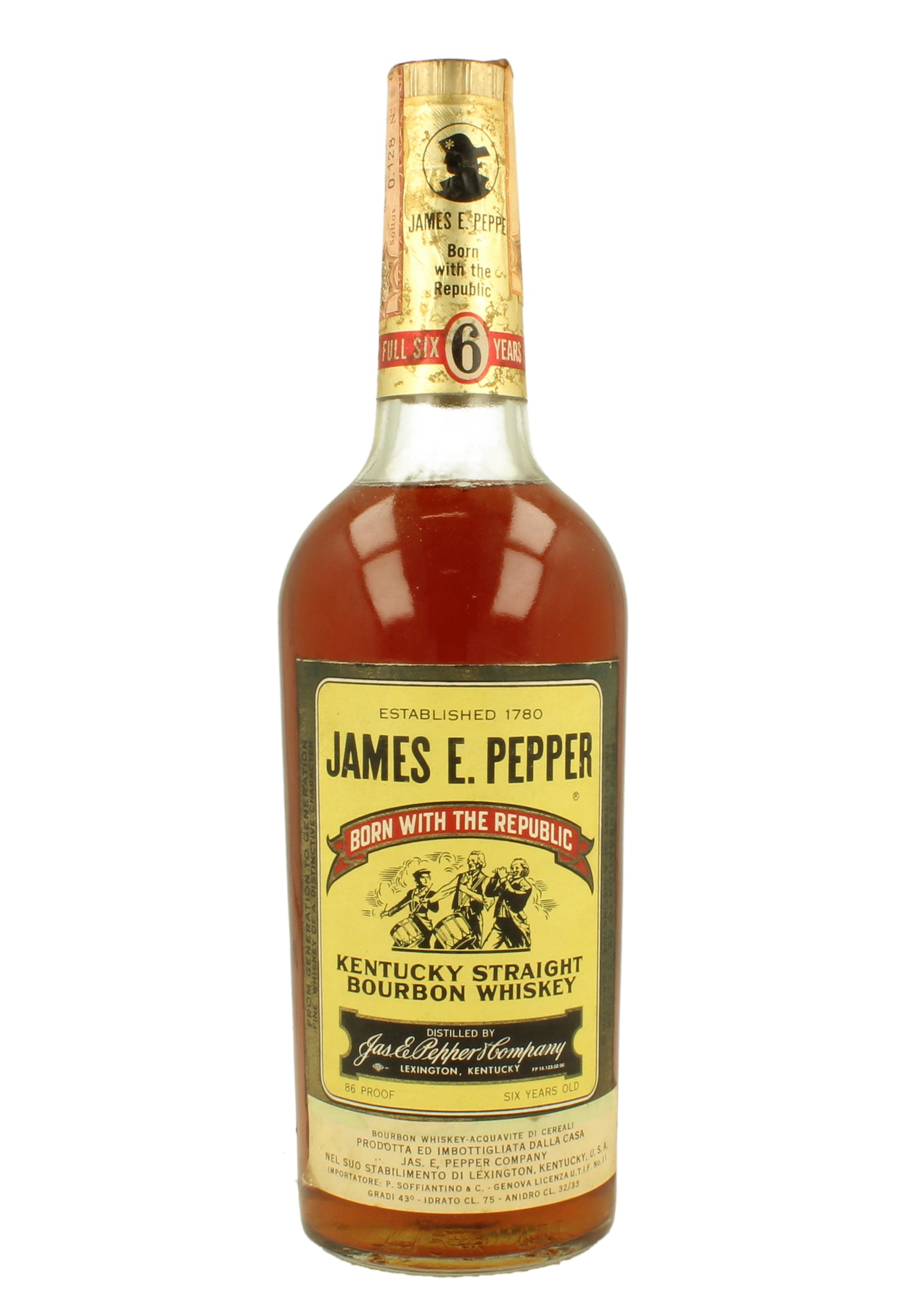 JAMES E. PEPPER 6yo Bot.60/70's 75cl 43 Products Whisky Antique