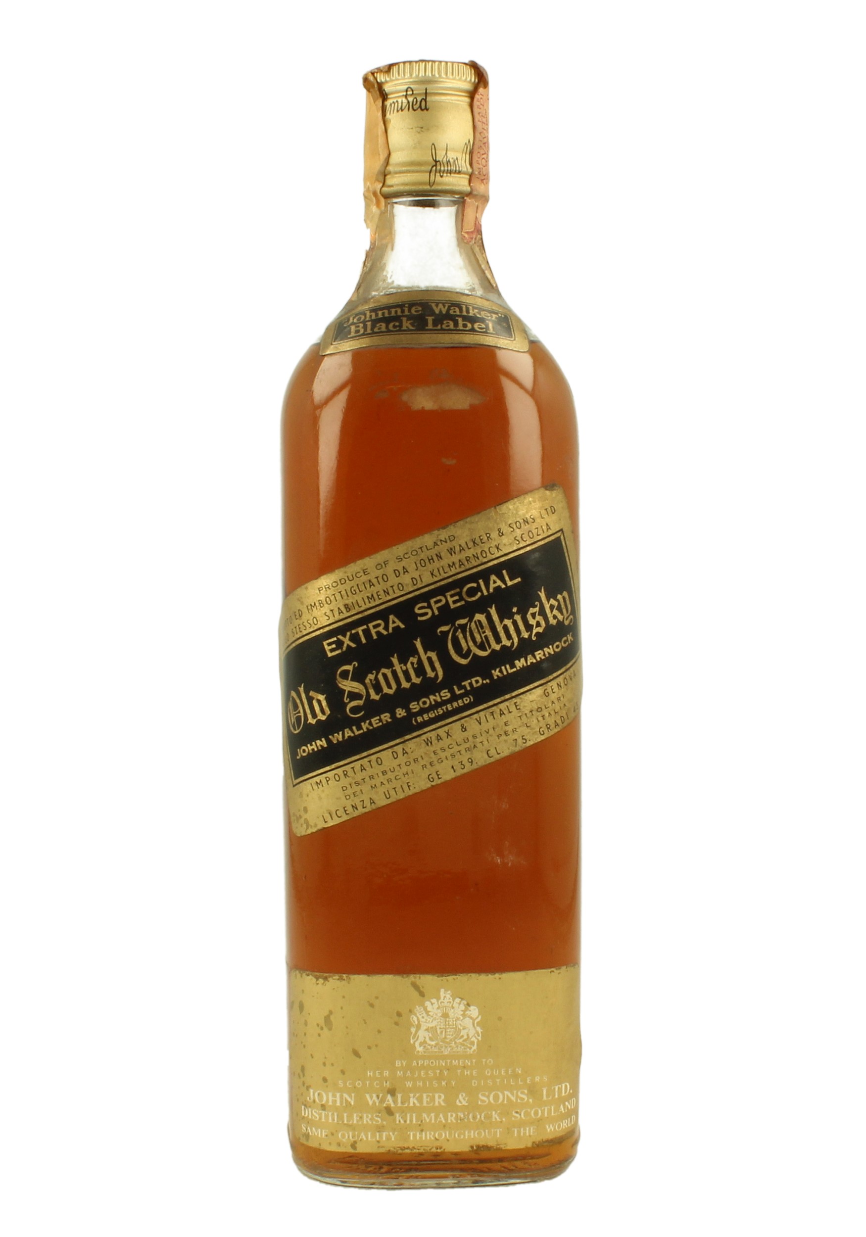 JOHNNIE WALKER BLACK LABEL 12yo BOTTLED IN THE 60/70'S 75 CL ...