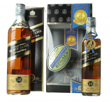 JOHNNIE WALKER Black Label 2 Bottles 12 years old - Bot. in The 90's 70cl-35cl 40% OB  -