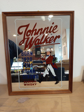 Johnnie Walker  scotch Whisky Mirror from 60's -70's 44cm x 54cm