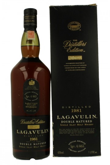 LAGAVULIN 1981 100cl 43% OB-Distillers Edition - Double Matured - box not very good condition