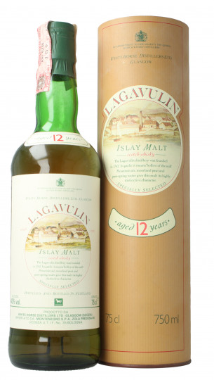 Lagavulin Islay  Scotch whisky 12 Year old - Bot. in The 70's 75cl 43% OB  -Montenegro Import Cream label