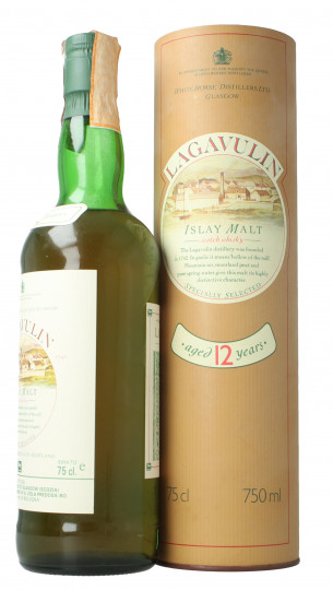 Lagavulin Islay  Scotch whisky 12 Year old - Bot. in The 70's 75cl 43% OB  -Montenegro Import Cream label