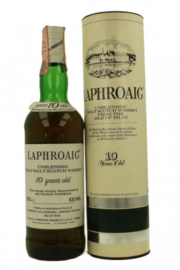 LAPHROAIG 10 years Old - Bot.70-80's 75cl 43% OB- CINZANO IMPORT Unblended