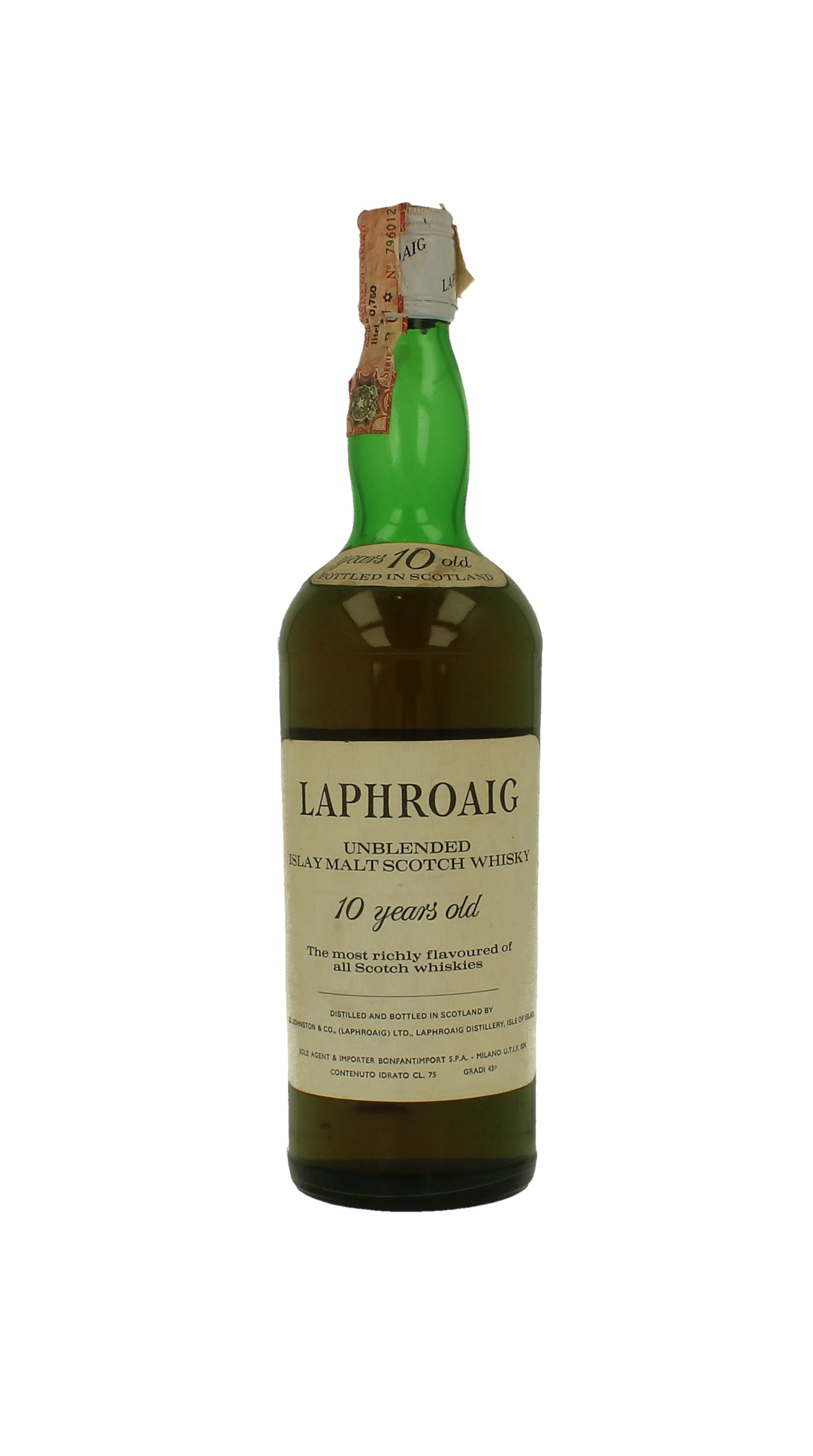 LAPHROAIG 10 Years Old - Bot.70's 75cl 43% UNBLENDED BONFANTI