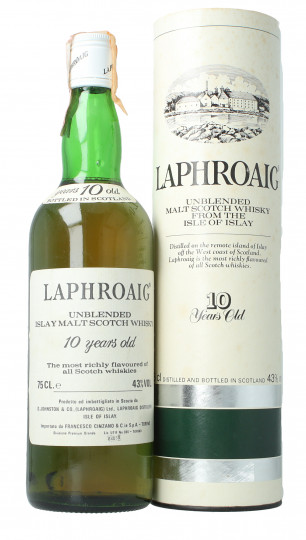 LAPHROAIG   Islay Scotch Whisky 10 year old - Bot.70's-80's 75cl 43% OB- Cinzano import
