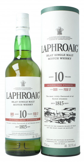 Laphroaig Islay  Scotch Whisky 10  Years Old bottled 2017 70cl 58.1% OB- Batch 009 Original Cask Strength