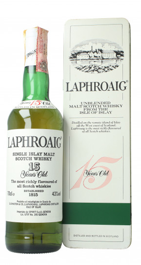 LAPHROAIG   Islay Scotch Whisky 15 year old 1990 bottled circa 70cl 43% OB-tin box