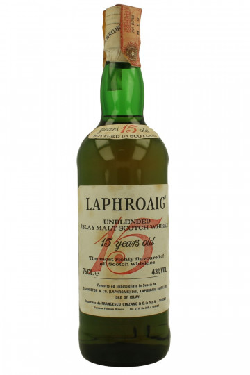 Laphroaig Islay  Scotch Whisky 15 Year Old Bot.80's 75cl 43% OB - Cinzano Imp.