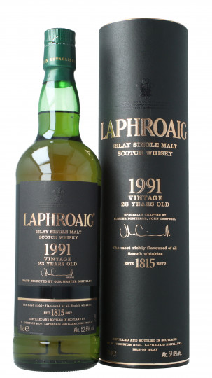 LAPHROAIG   Islay Scotch Whisky 23 year Old 1991 70cl 52.6% OB-