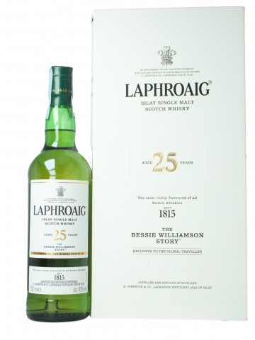 LAPHROAIG   Islay Scotch Whisky 25 years Old 70cl 43% OB-  The Bessie Williamson Story