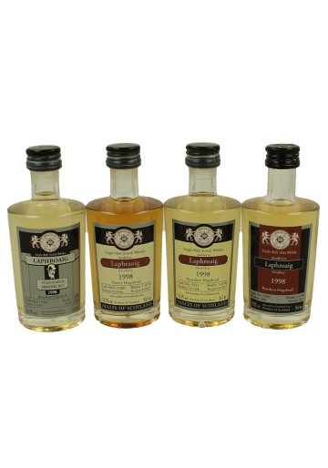 LAPHROAIG miniature 1998 4 x 5cl  Malts of Scotland Cask 11002-11007-5921-5922