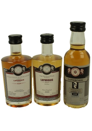 LAPHROAIG miniature 1999-2000-2000 3x 5cl  Malts of Scotland Cask 18001- 13010-2742