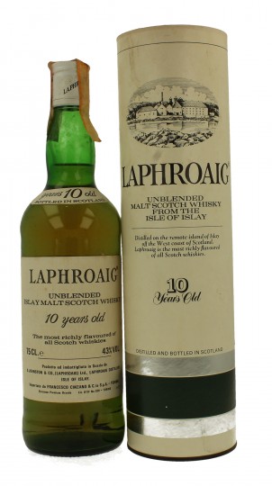 LAPHROAIG Unblended 10 years old Bot 80's 75cl 43% OB- CINZANO IMPORT