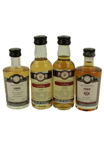 LEDAIG   miniature 1997-1998-2001-2005 8x 5cl  Malts of Scotland Cask 1134-14009-1135-15067-14008-14053