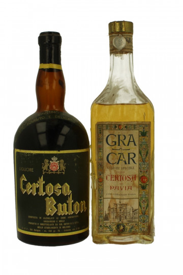 lot of 2 old Italian LIquor Buton and Gracar Certosa (Italian Chartreause) Bot.1940/50's 75cl