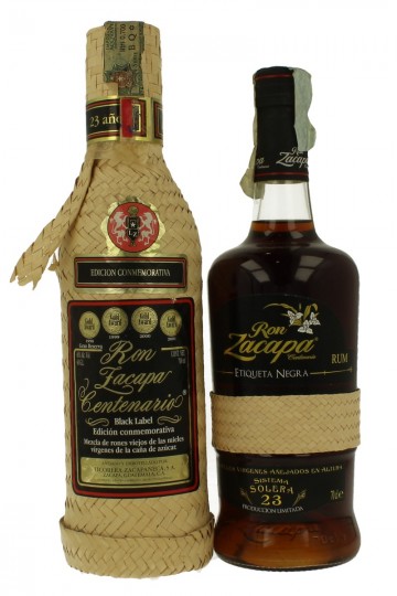 Lot of 2 Zacapa  Rum 2x70cl Centenario 23 Black Label- 23 solera