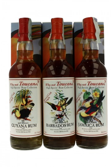 Lot of 3 High Spirits Rum 3x70cl Guyana 11yo-Barbados16yo-Jamaica 9yo