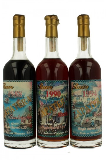 Lot of 3 old Rum Zapatera 3x70cl 1988-1990-1994