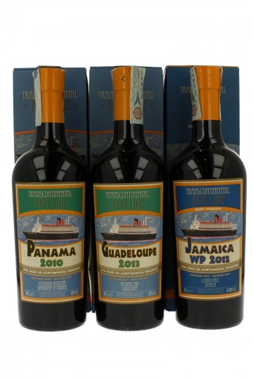 Lot of 3 Transcontinental    Rum 3x70cl Panama 2010-Guadeloupe 2013-Jamaica WP 2012