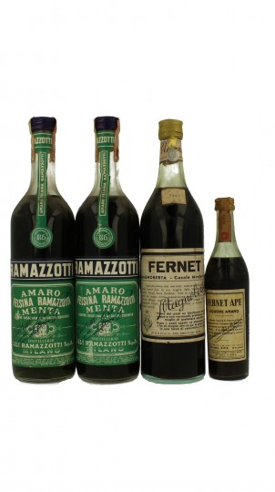 lot of 4  old Italian Liquor Fernet bot 50's-60's 4x75cl 40%