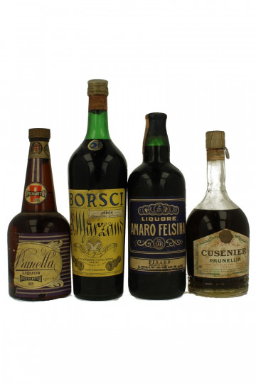 lot of 4 old Italian Liquor Mixed-peunella and san Marzano Bot.40/50/60's 75cl