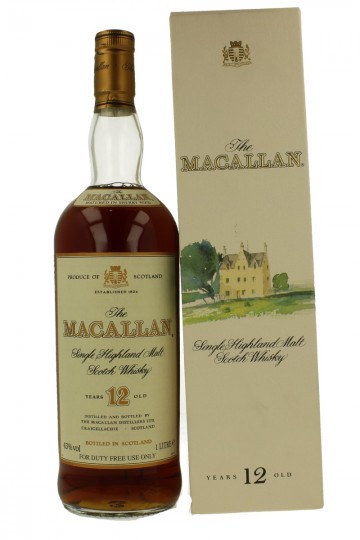 MACALLAN 12yo Bot in The 90's 100cl 43% OB- Duty free Edition