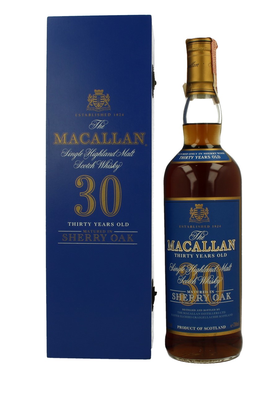 Macallan 30yo 70cl 43 Sherry Oak Blue Wooden Box Products Whisky Antique Whisky Spirits