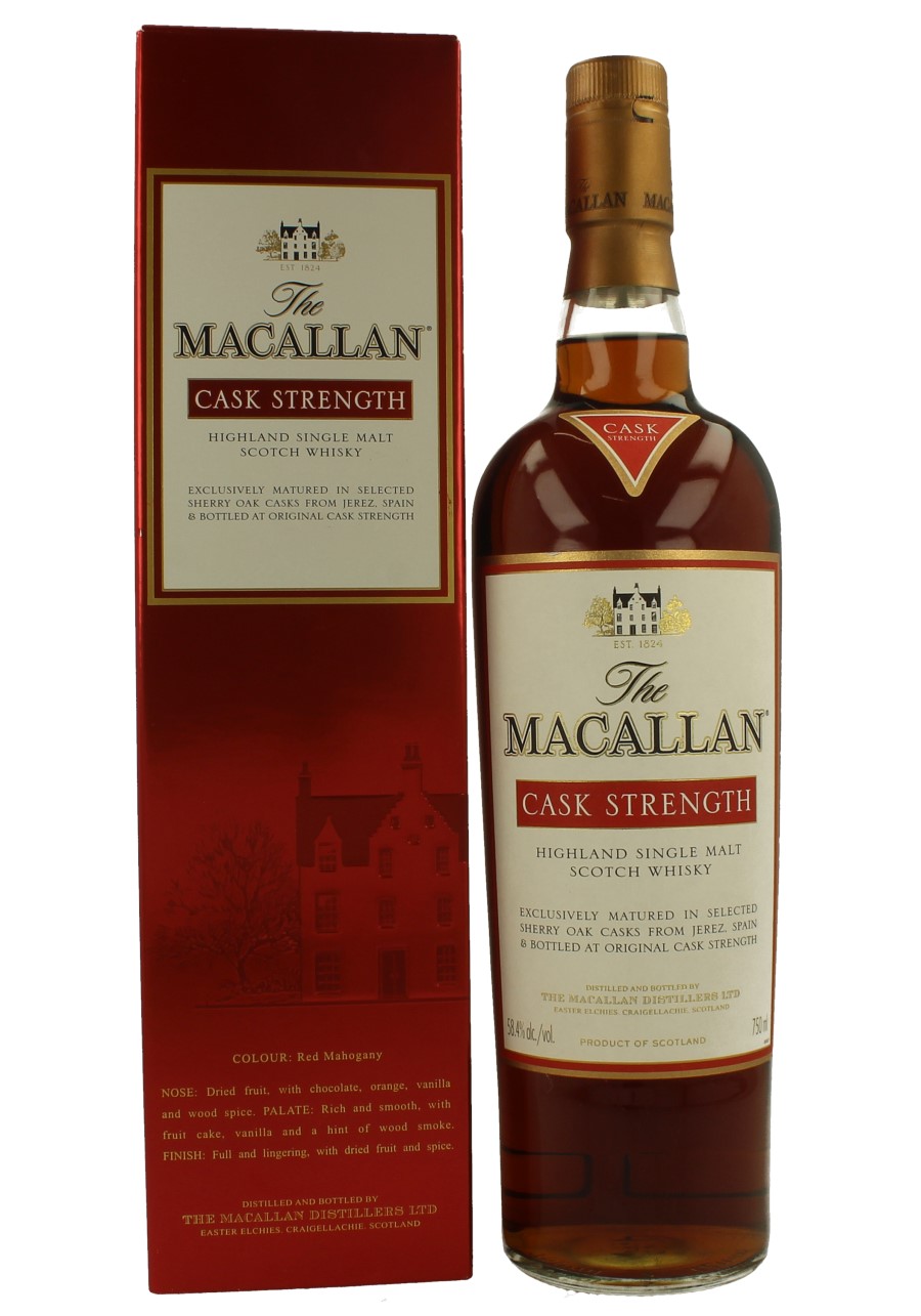 Macallan Cask Strength 750ml 58 4 Ob Sherry Cask Products Whisky Antique Whisky Spirits