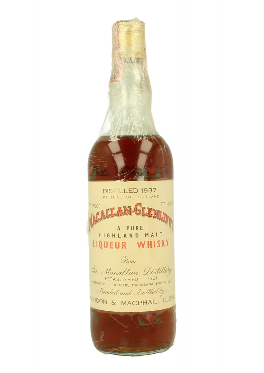 Macallan Glenlivet 1937 Bot 70 S 75cl 70 Proof Gordon Macphail Thistle Bottle Products Whisky Antique Whisky Spirits