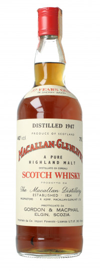 Macallan Glenlivet  Speyside  Scotch Whisky 37 Year old 1947 75cl 40% Gordon MacPhail  -Pinerolo Import Guaranteed original 100%