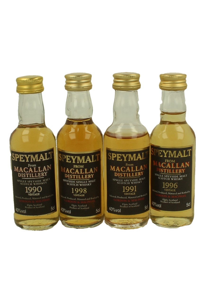 MACALLAN miniature 1990-1991-1996-1998 4x 5cl G&M Speymalt